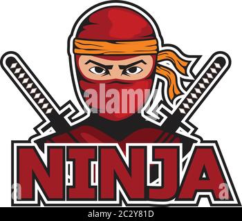 ninja with sword and mask logo. vector illustration Stock Vector