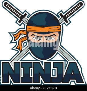 ninja with sword and mask logo. vector illustration Stock Vector