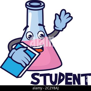 Medicine bottle student cartoon character studying with pencil Stock ...