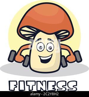 fitness mushroom cartoon character. vector illustration Stock Vector