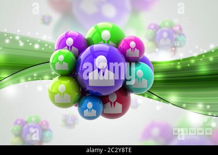 Social networking bubbles in color background Stock Photo