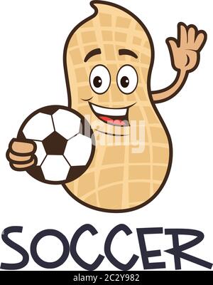 soccer peanut cartoon character. vector illustration Stock Vector