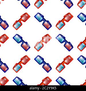 Colorful Stereo Glasses Seamless Pattern Isolated on White Backround. Stock Photo