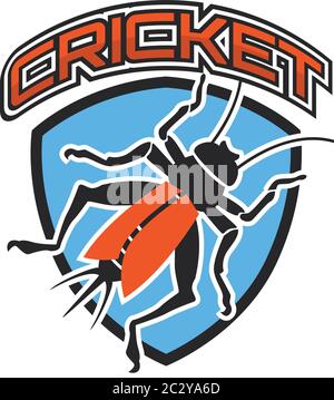 cricket insect logo isolated on white background. vector illustration Stock Vector
