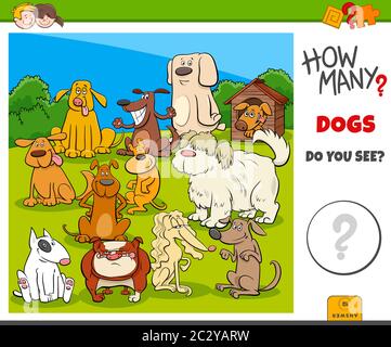 how many dogs educational task for children Stock Photo