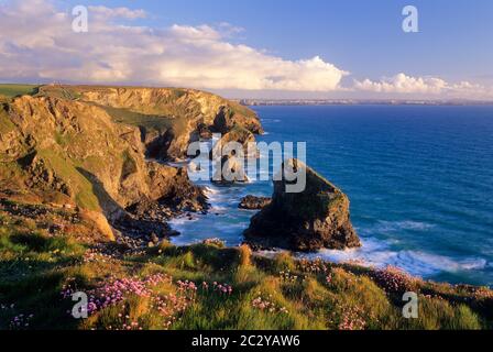 Bedruthan Steps, Cornwall, UK. Stock Photo