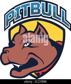 pit bull dog mascot logo isolated on white background. vector illustration Stock Vector