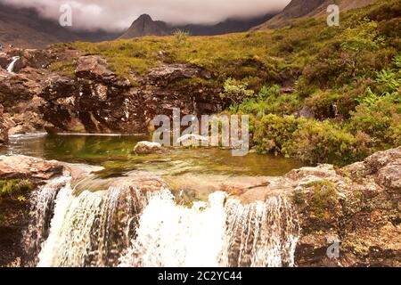 The Fairy Pools at the Foot of the Black Cuillins on the River Brittle, Isle of Skye, Scotland Stock Photo