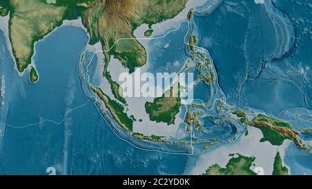 Outline of the Sunda tectonic plate with the borders of surrounding ...