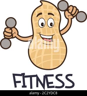 fitness peanut cartoon character. vector illustration Stock Vector