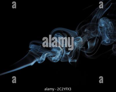 Abstract smoke in blue on a black studio background Stock Photo