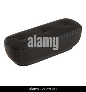 Black leather upholstered bench on an isolated background. 3d rendering Stock Photo