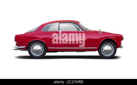 Classic Italian sport car side view isolated on white Stock Photo - Alamy