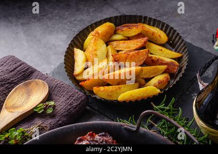 Original tikka chicken with hot sauce and butter, fresh garlic and herbs Stock Photo