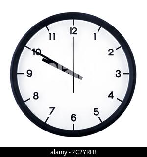 Classic analog clock pointing at nine fifty, isolated on white background. Stock Photo