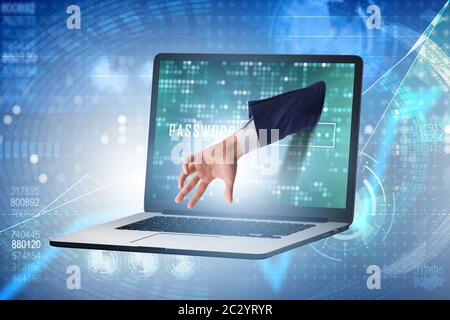 Hacker man trying to steal personal data Stock Photo