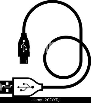 Micro Usb Cable, Usb Cable Vector Art Illustration Stock Vector