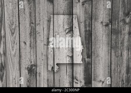 Map of Alabama on weathered wood Stock Photo - Alamy