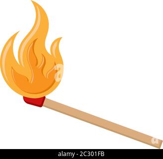 Lit Matchstick, Burning Matchstick Vector Art Illustration Stock Vector