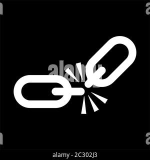 Broken Link Icon, Broken Chain Link Design Vector Art Illustration Stock Vector