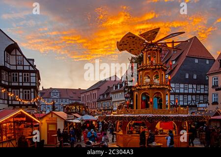 Christmas Market Quedlinburg Harz Evening mood Stock Photo