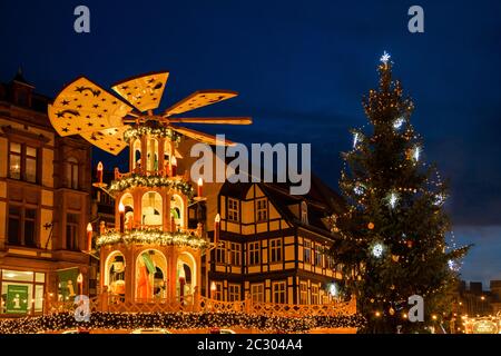 Christmas Market Quedlinburg Harz Evening mood Stock Photo