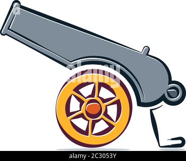 Cannon Icon, Weapon Icon, Old Style Vector Art Illustration Stock Vector
