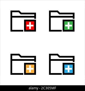 Computer New Folder Icon, Create New File Folder, Add New Folder Vector Art Illustration Stock Vector