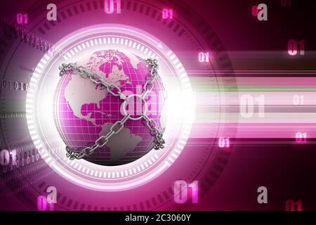 Earth globe close in chain Stock Photo