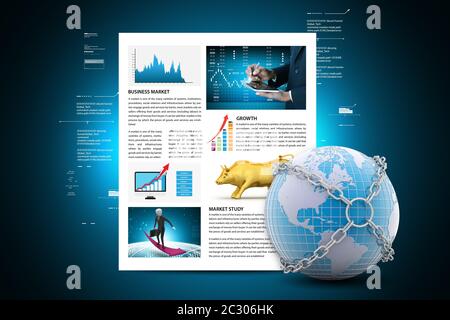 Earth globe close in chain Stock Photo
