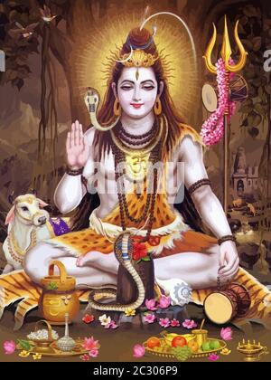 hinduism lord shiva spiritual illustration holy peace Stock Photo