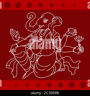 Ganesha The Elephant God Of Hindu Religion Vector Art Illustration Stock Vector