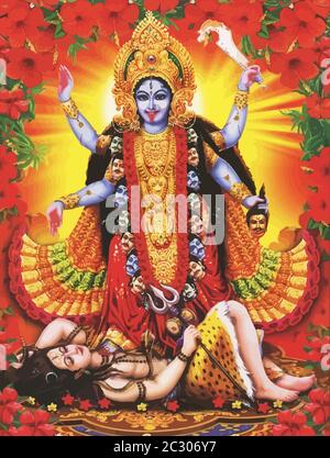 kali goddess of death indian hindu illustration Stock Photo