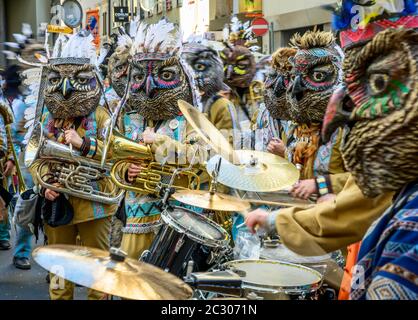 Guggen musicians play music in the Old Town, Carnival, Guedismaentig, Lucerne Carnival, Lucerne, Switzerland Stock Photo