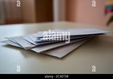 Close up of the stack of envelopes Stock Photo