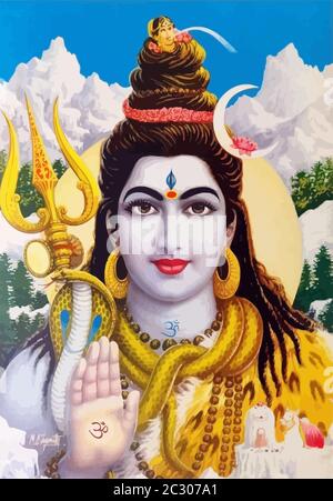 hinduism lord shiva spiritual  snake power bless illustration holy Stock Photo