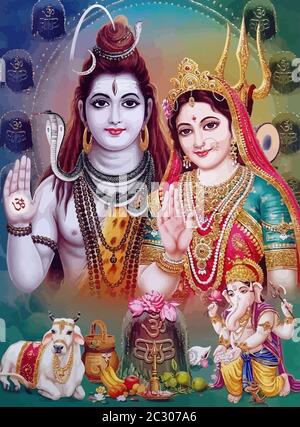 hinduism lord shiva spiritual  Lakshmi illustration ganesha holy Stock Photo