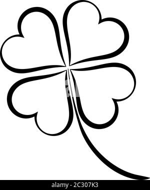 Clover Four Leaf Shamrock Calligraphic Vector Art Illustration Stock Vector