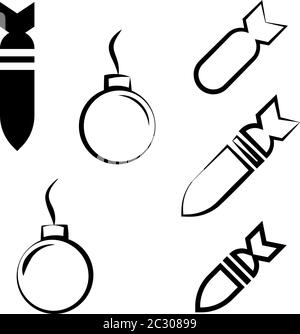 Bomb Icon Collection, Explosive Device Vector Art Illustration Stock ...