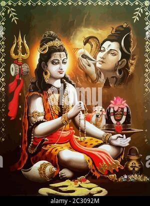 hinduism lord shiva drinking spiritual   holy power illustration Stock Photo