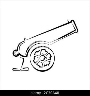 Cannon Icon, Weapon Icon, Old Style Vector Art Illustration Stock Vector