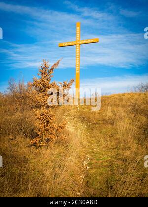 Religion cross at st. margarethen in burgenland Stock Photo