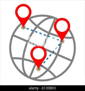 Location Pin On Globe Icon Vector Art Illustration Stock Vector