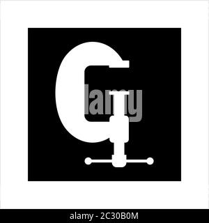 C Clamp Icon, C-Clamp Icon Vector Art Illustration Stock Vector