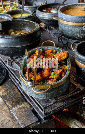 Traditional Brazilian food and old wood stove Stock Photo