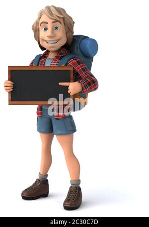 Man solo traveling backpacker - 3D Illustration Stock Photo