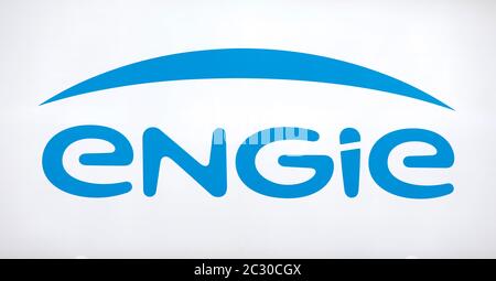 Engie, logo on the stand at the trade fair E-world energy water, Essen, North Rhine-Westphalia, Germany Stock Photo