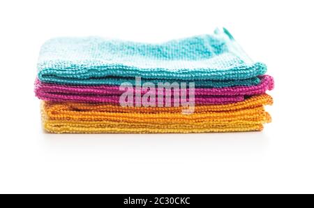 Microfiber cleaning towels isolated on white background. Stock Photo