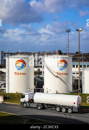 Total, aviation fuel Tank farm at Duesseldorf airport, Duesseldorf, North Rhine-Westphalia, Germany Stock Photo