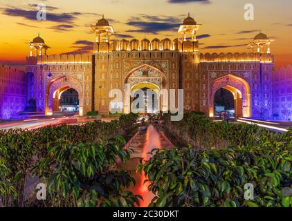 Ajmeri Gate at sunset in Jaipur, Rajasthan, India. Stock Photo